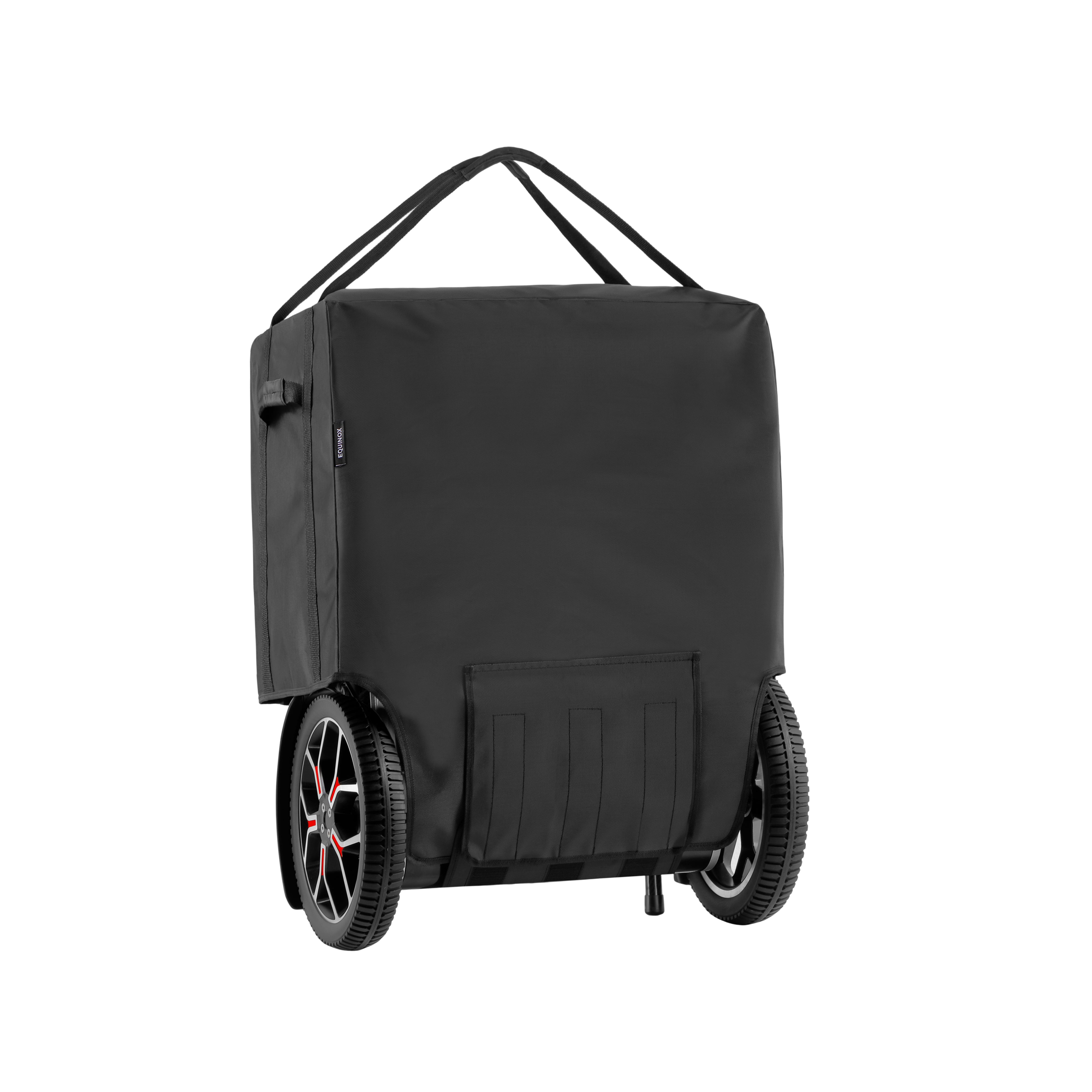 Motorized wheelchair travel cover with handles for simplified airport transit and storage