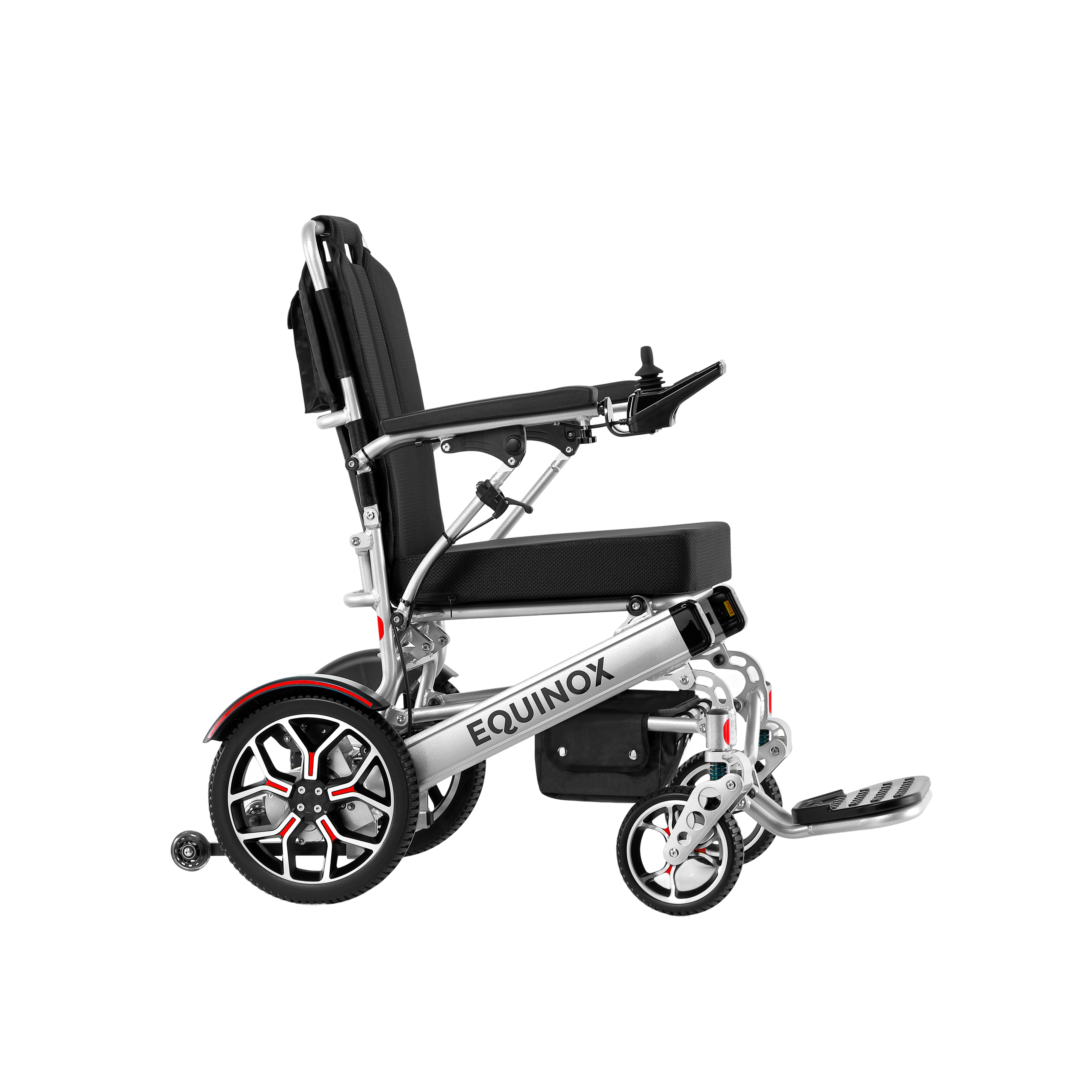 Side profile of the Muvon Equinox power wheelchair